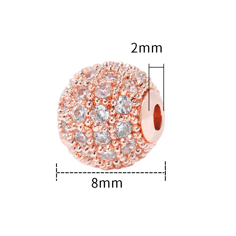 Fancy Zirconia Paved Brass Round Beads 6mm 8mm 10mm 30pcs 15