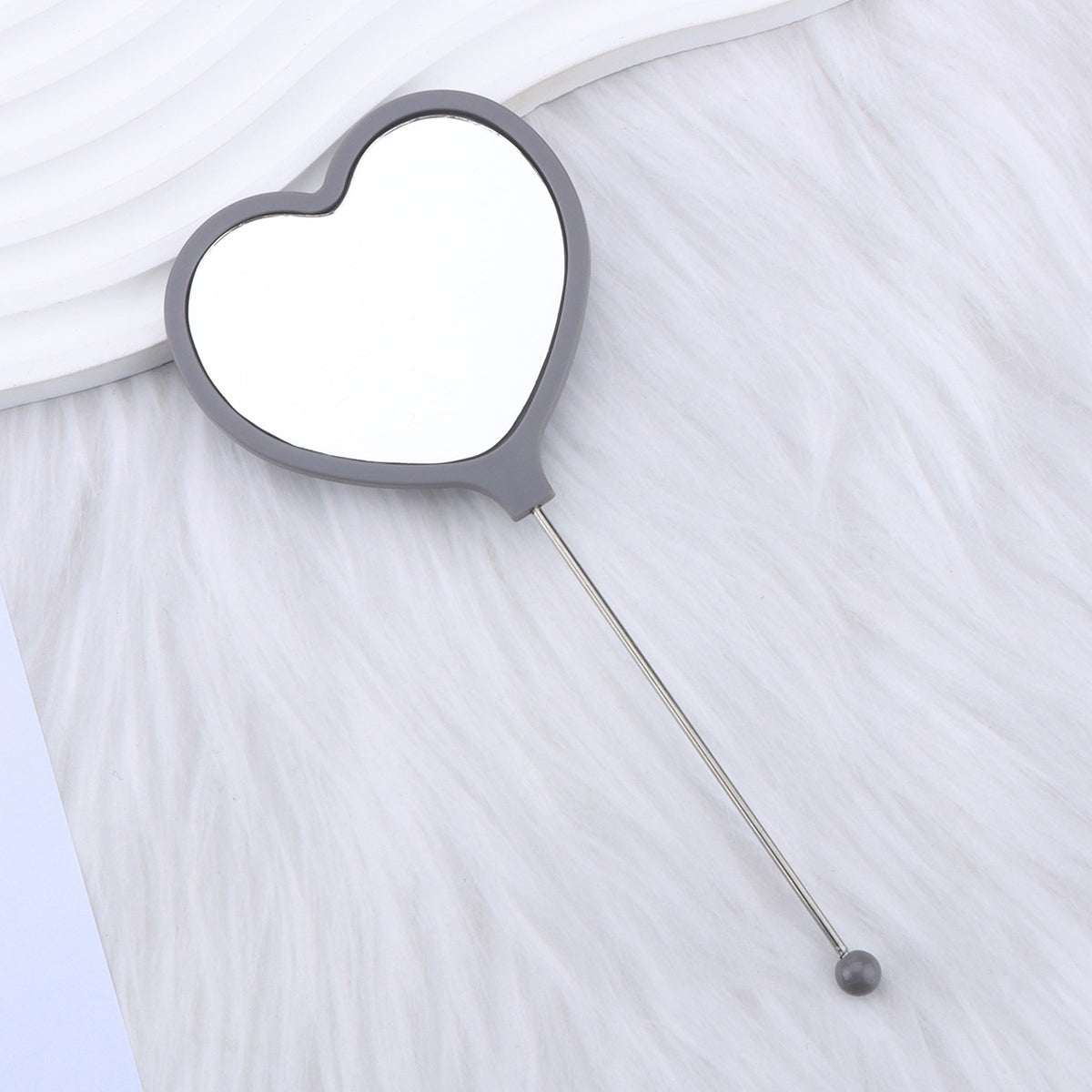 Beadable Plastic Mirrors Handheld Heart-shaped