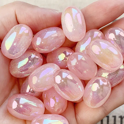 Electroplated Opal Jujube Shaped Resin Beads 21mm Iridescent 10pcs 6