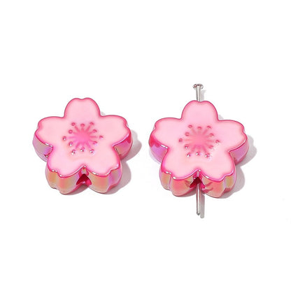 Ombre Sakura Flower Acrylic Beads 20mm Assorted Colors 4pcs 8