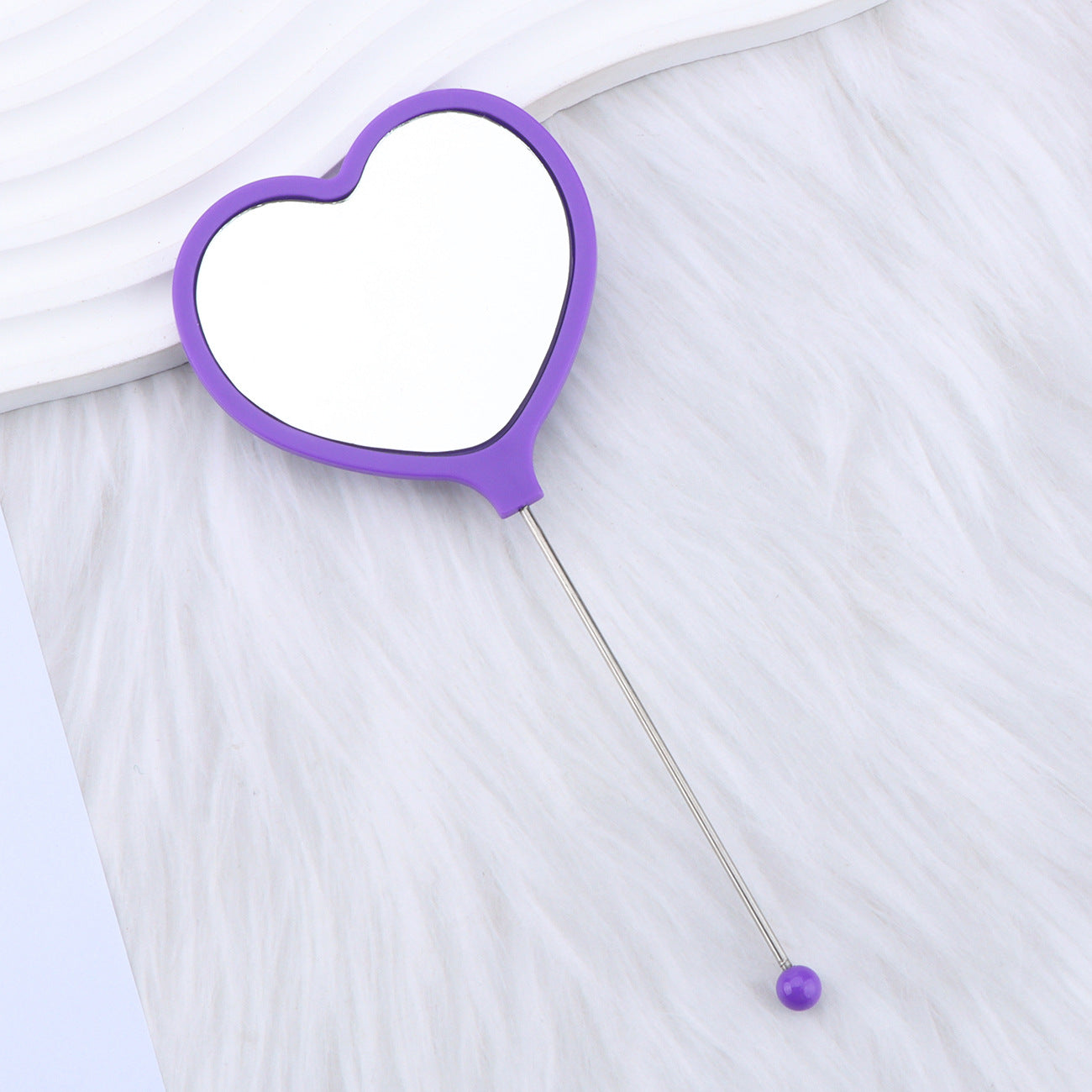 Beadable Plastic Mirrors Handheld Heart-shaped