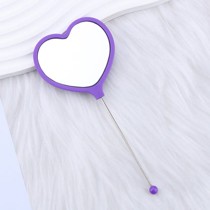 Beadable Plastic Mirrors Handheld Heart-shaped