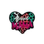 Silicone Focal Beads Heart Blessed Mama Leopard Print Colorful 20pcs