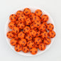 15mm Bee Pattern Printed Round Silicone Beads 50pcs - Orange