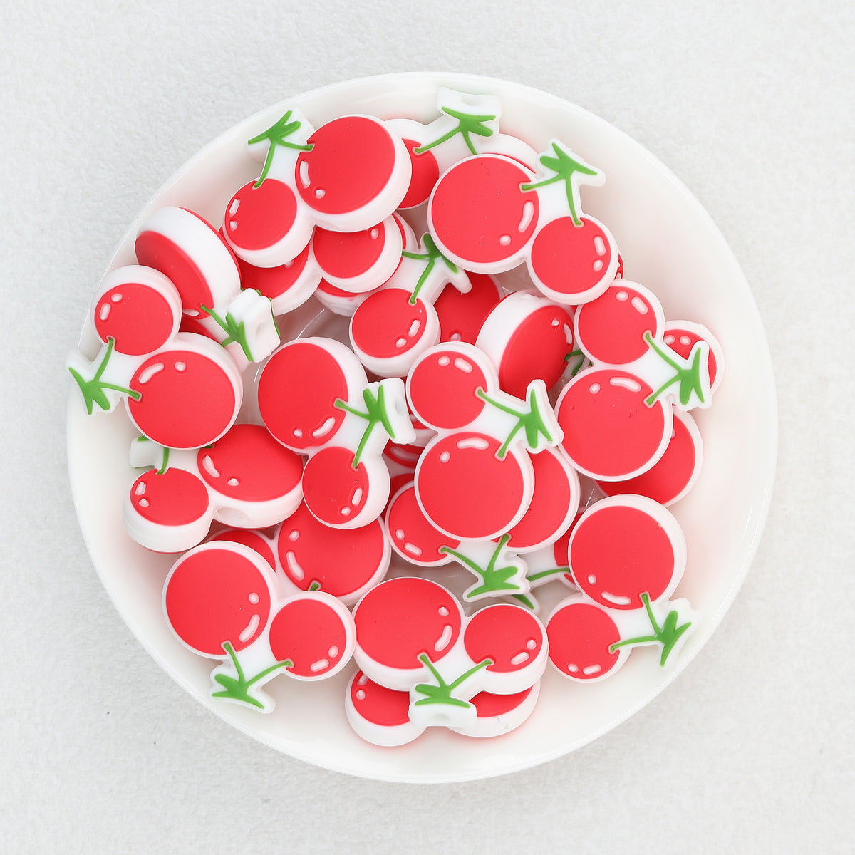 20Pcs Red Cherry Silicone Focal Beads  2