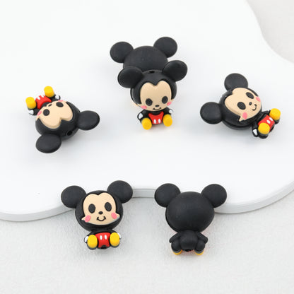 Silicone 3D Focal Beads Cartoon Mickey Iconic Ears Front View 20pcs