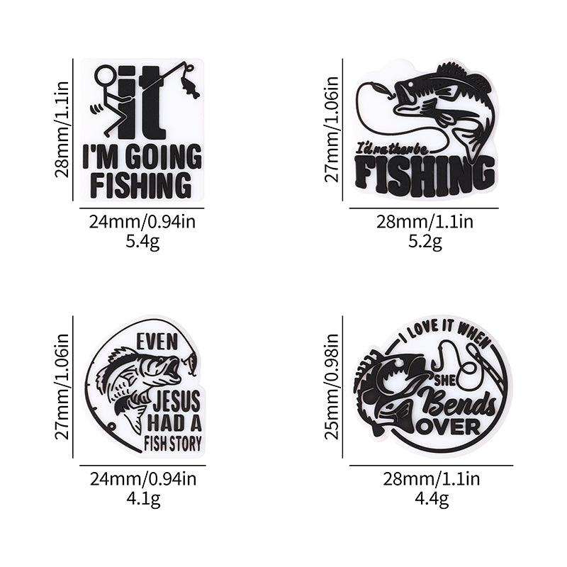 Silicone Focal Beads Fishing Theme Bold Fish and Hook Designs 20pcs 9