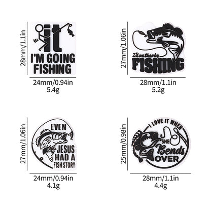 Silicone Focal Beads Fishing Theme Bold Fish and Hook Designs 20pcs 9