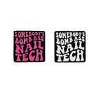 Silicone Focal Beads Nail Tech Square Letter Bold Typography 20pcs