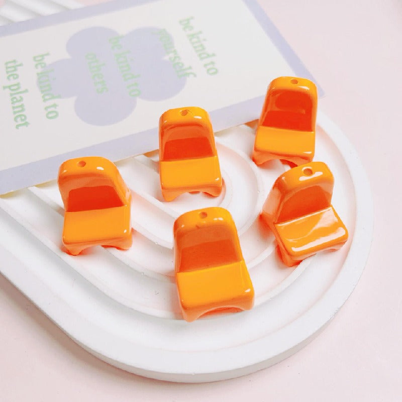 Small Chair Acrylic Beads 20x25mm Colorful Glossy 10pcs 16