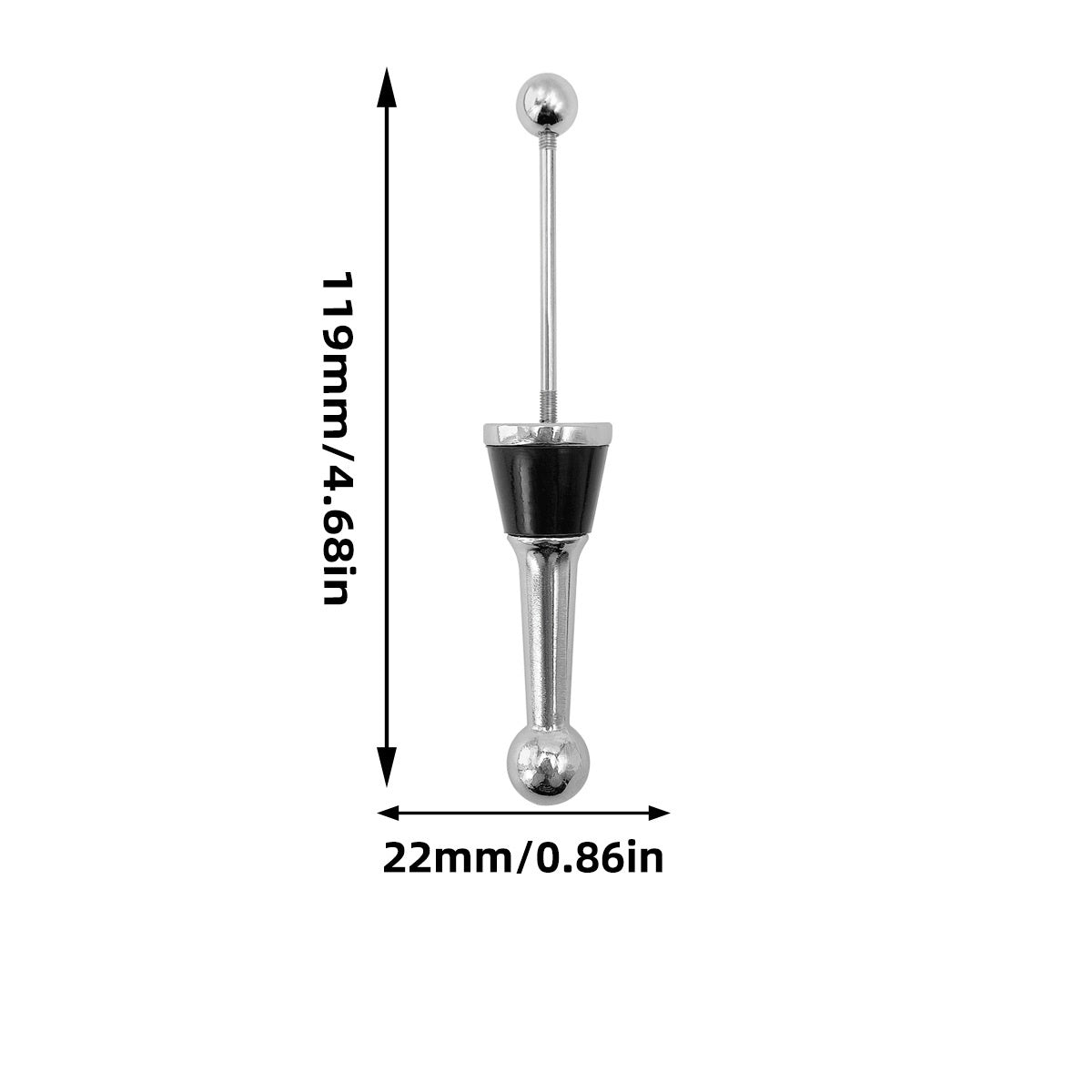 Beadable Wine Stopper Aluminum Alloy Polished Silver Balls 3cm 3