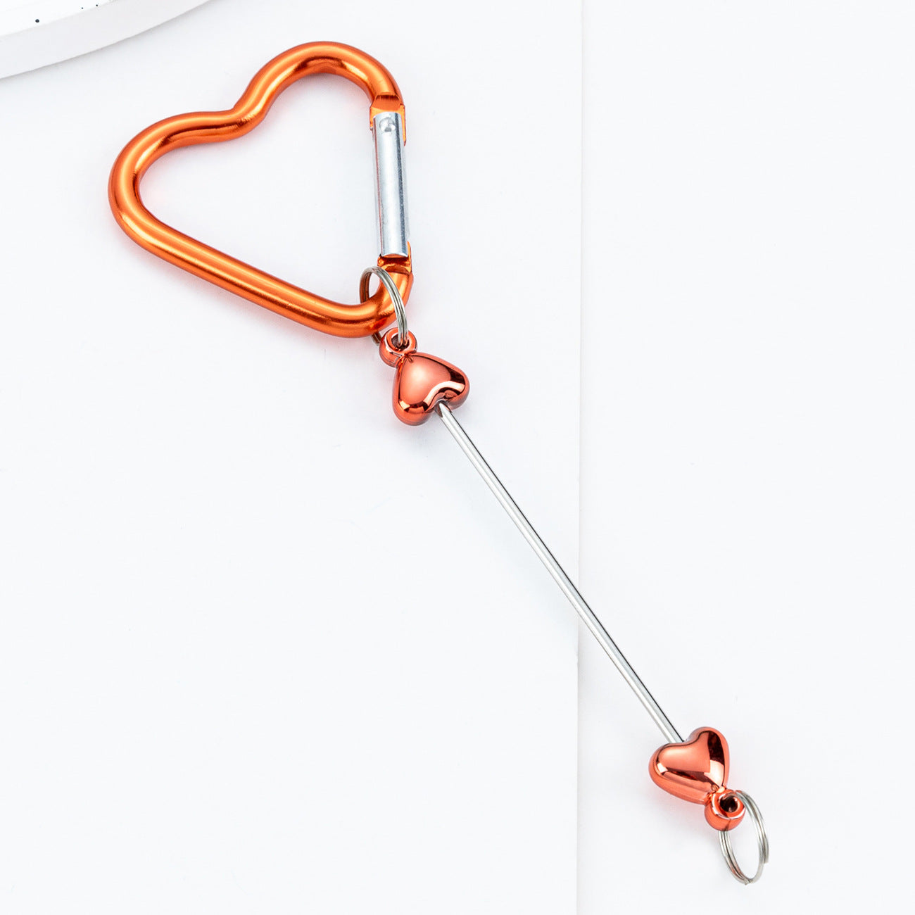 Beadable Metal Carabiners Heart-shaped With Bars