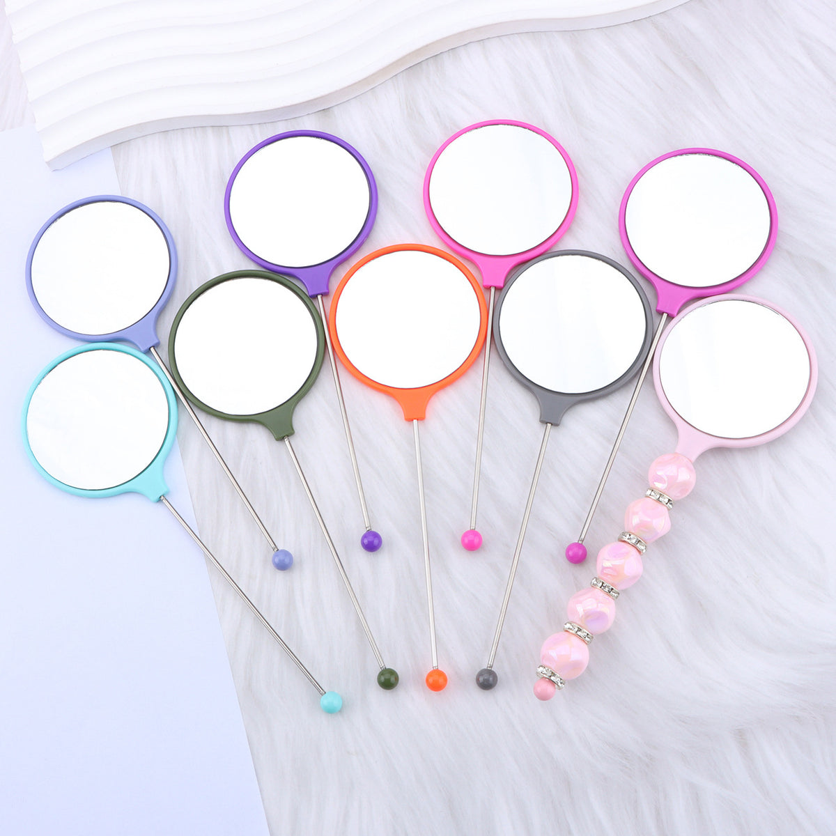 Beadable Mirrors Mini Handheld Round