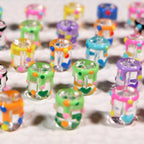 Painted Heart Pattern Cylindrical Glass Beads 11x13mm Hand Painted 10pcs