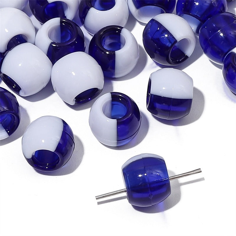 Large Hole Acrylic Beads 12mm Two-Tone Mixed Colors 60pcs 14