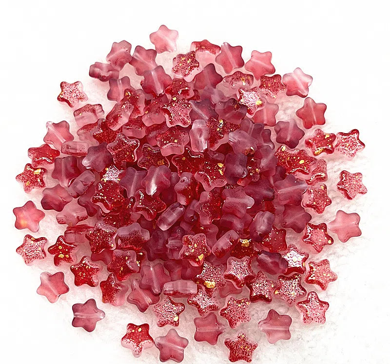 Pentagonal Star Glass Beads 8mm Transparent Pastel Colors 30pcs 22