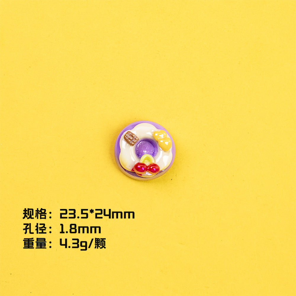 Plating Sweet Bow Doughnuts Resin Beads Glossy Pastel Colors 10pcs 4