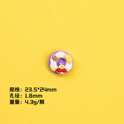 Plating Sweet Bow Doughnuts Resin Beads Glossy Pastel Colors 10pcs 4