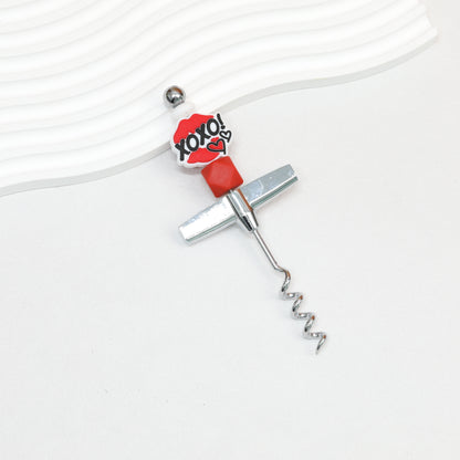 Beadable Wine Bottle Opener Aluminum Alloy Silver Tone