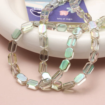 Electroplated Hexagon Glass Beads 10mm Transparent Iridescent 10pcs 8