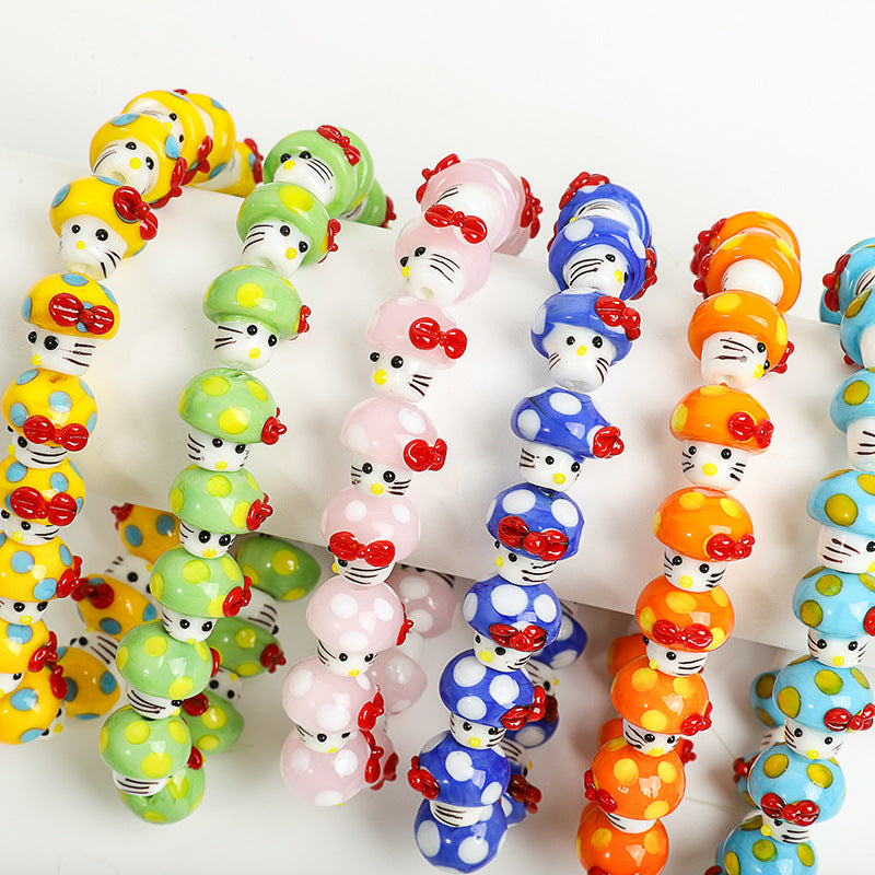 Cartoon Mushroom Shaped Glass Beads 12x16mm 5pcs 5