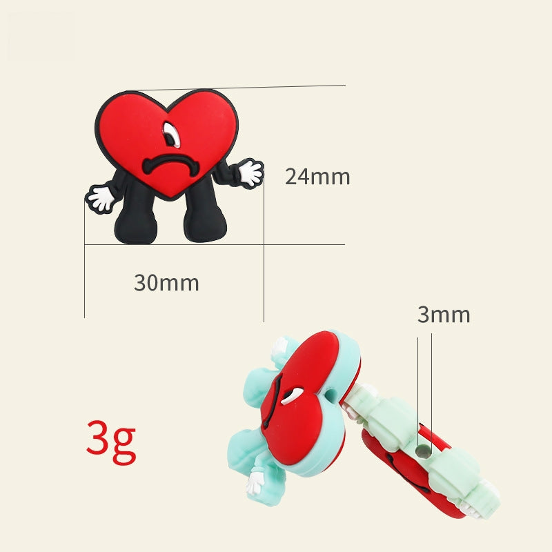 Silicone Focal Beads Bad Bunny Heart with Quirky Legs 2