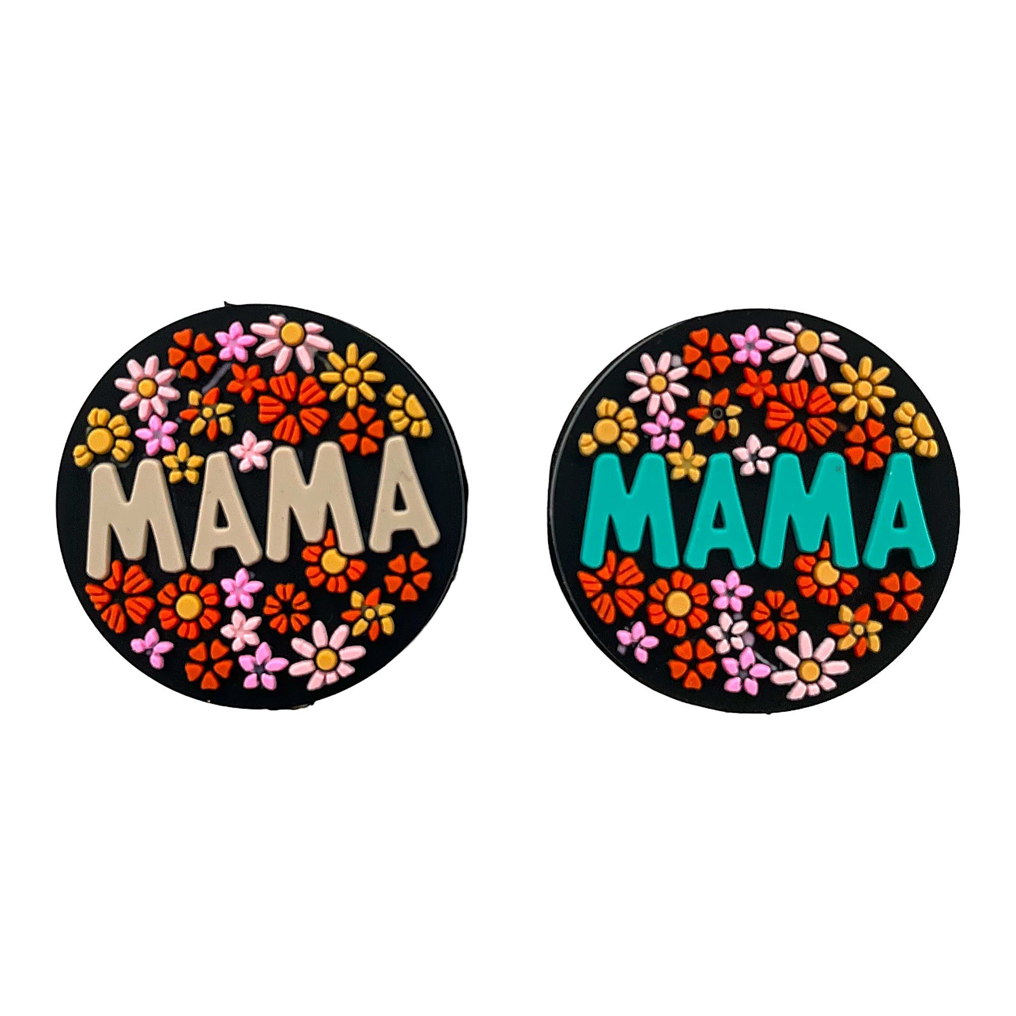 Silicone Focal Beads Mama Retro Floral Surround Text 20pcs