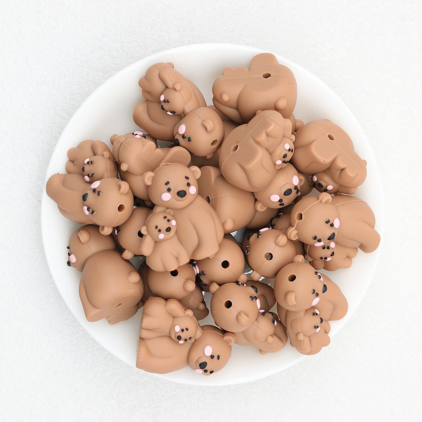 Parent Child Brown Bear 3D Silicone Focal Beads 20pcs 2