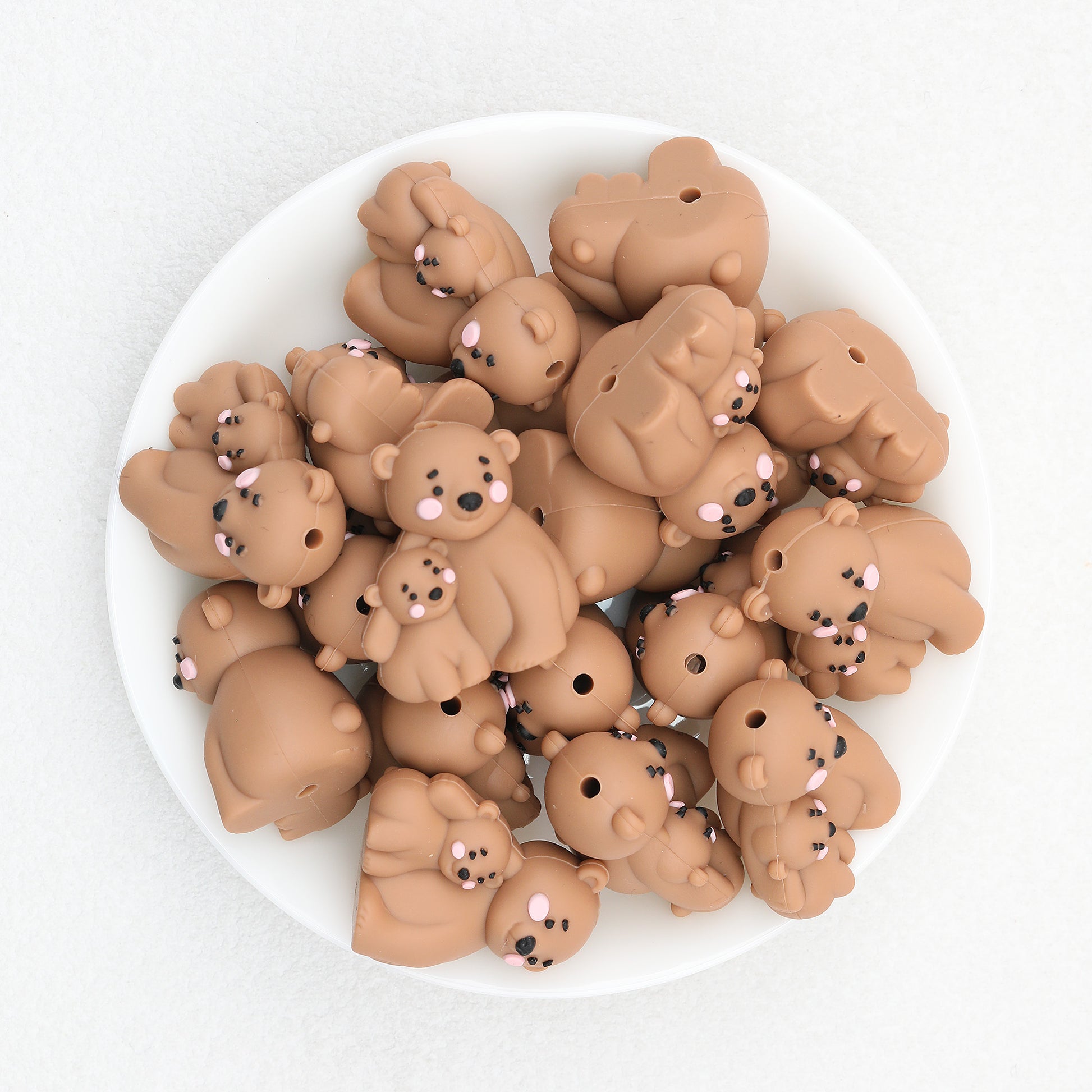 Parent Child Brown Bear 3D Silicone Focal Beads 20pcs 2