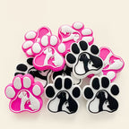 Silicone Focal Beads Dog Claw Prints With Dog Silhouettes 20pcs