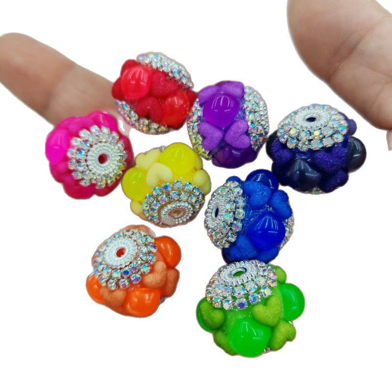 Neon Color Heart Lantern Acrylic Rhinestone Beads 18mm 15pcs 5