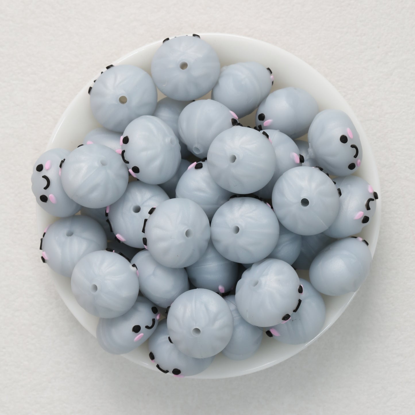 Cute 3D Smiling Dumpling Silicone Focal Beads 20pcs 5