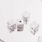 Silver Hello Kitty Printed Acrylic Square Beads 15mm 10pcs 6