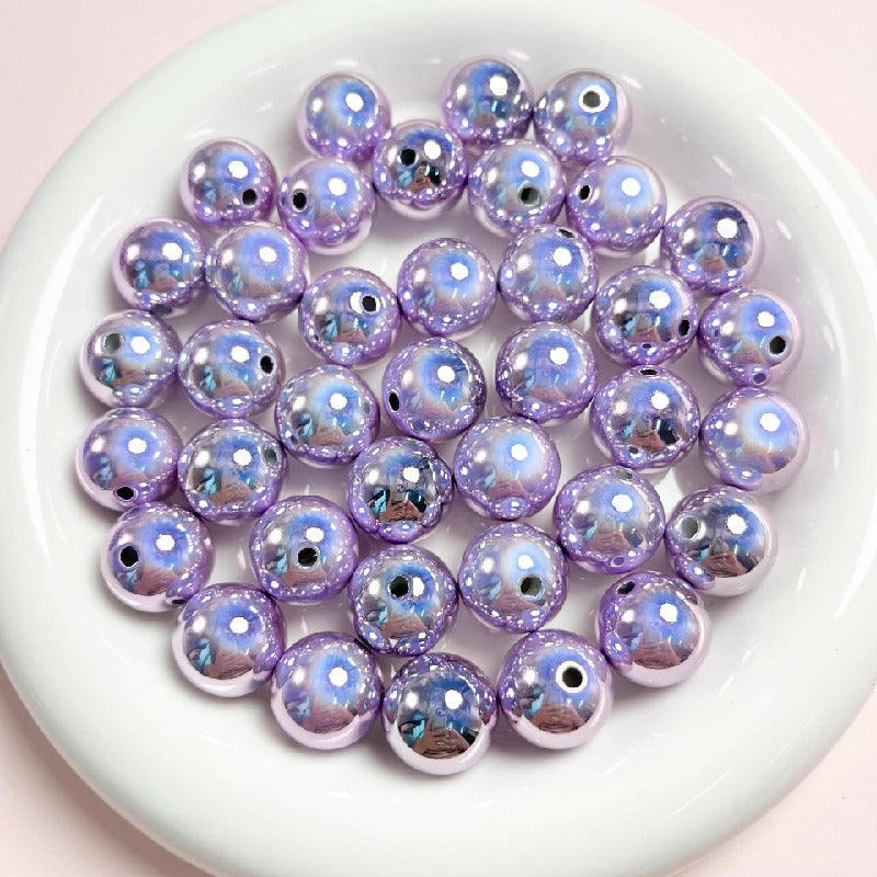 Laser Round Acrylic Beads 16mm Iridescent Glossy Colors 10pcs 7