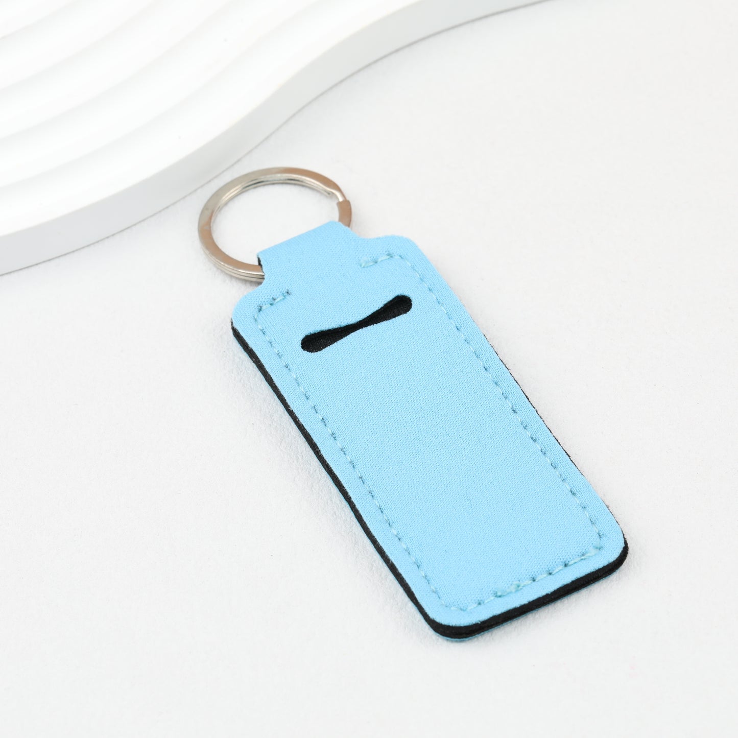 Neoprene Sublimation Lip Balm Chapstick Holder Keychain Solid Color