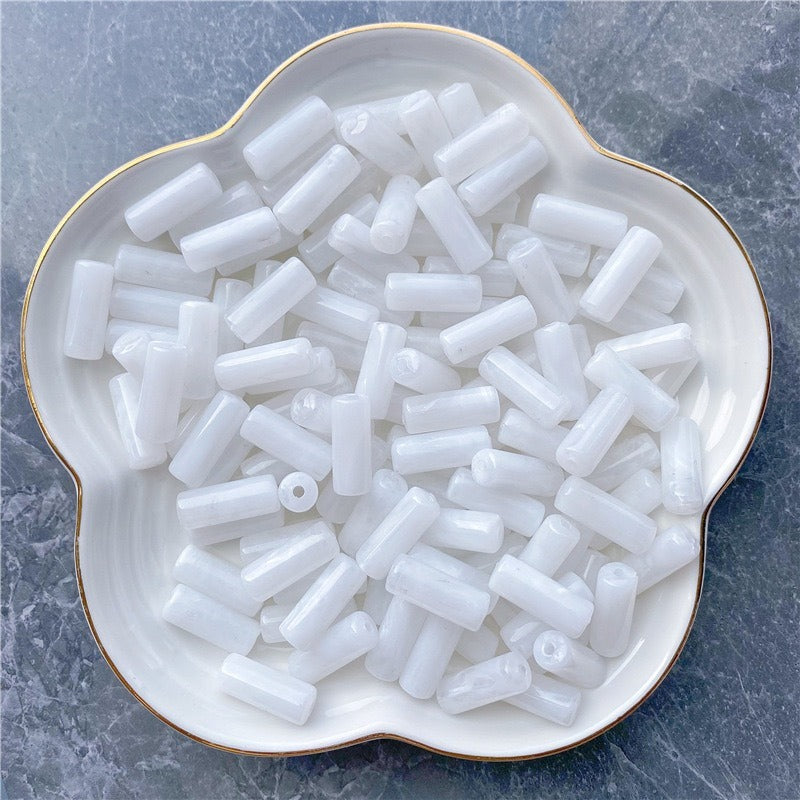 Acrylic Tube Beads 8x20mm Pastel Marbled Soft Glow 10pcs 9