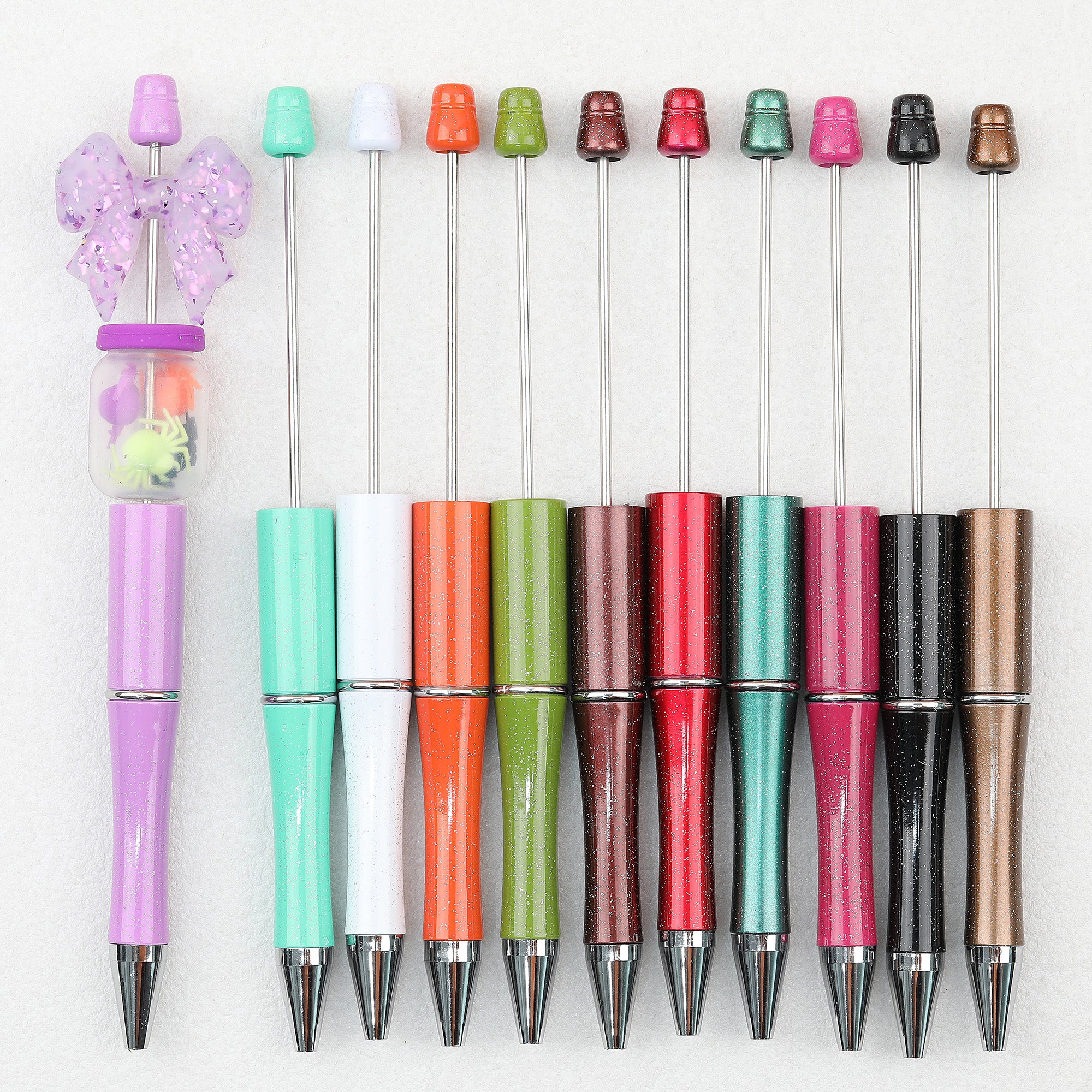 Glitter Plastic Beadable Pens