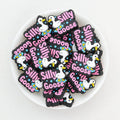 Silicone Focal Beads Silly Goose With Pink Text 20pcs