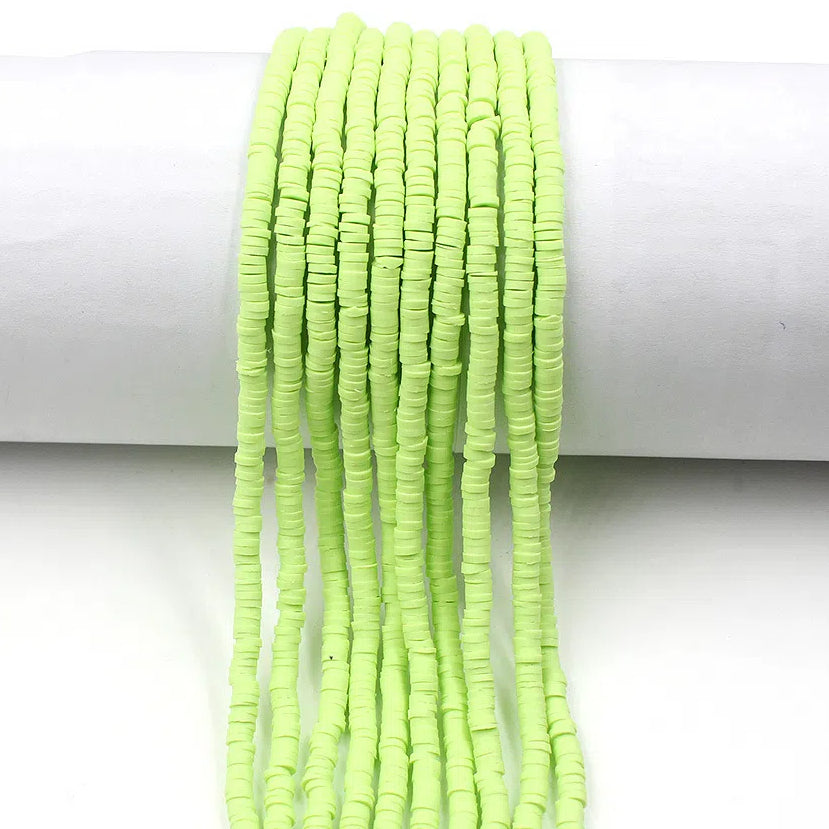 Flat Clay Beads 4mm Solid Color Polymer Disc 10strands 8