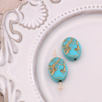 Gilded Beauty Avatar Acrylic Beads 18mm Artistic Vintage 30pcs 15