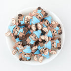 3D Winter Blue Scarf Moose Silicone Focal Beads 20pcs