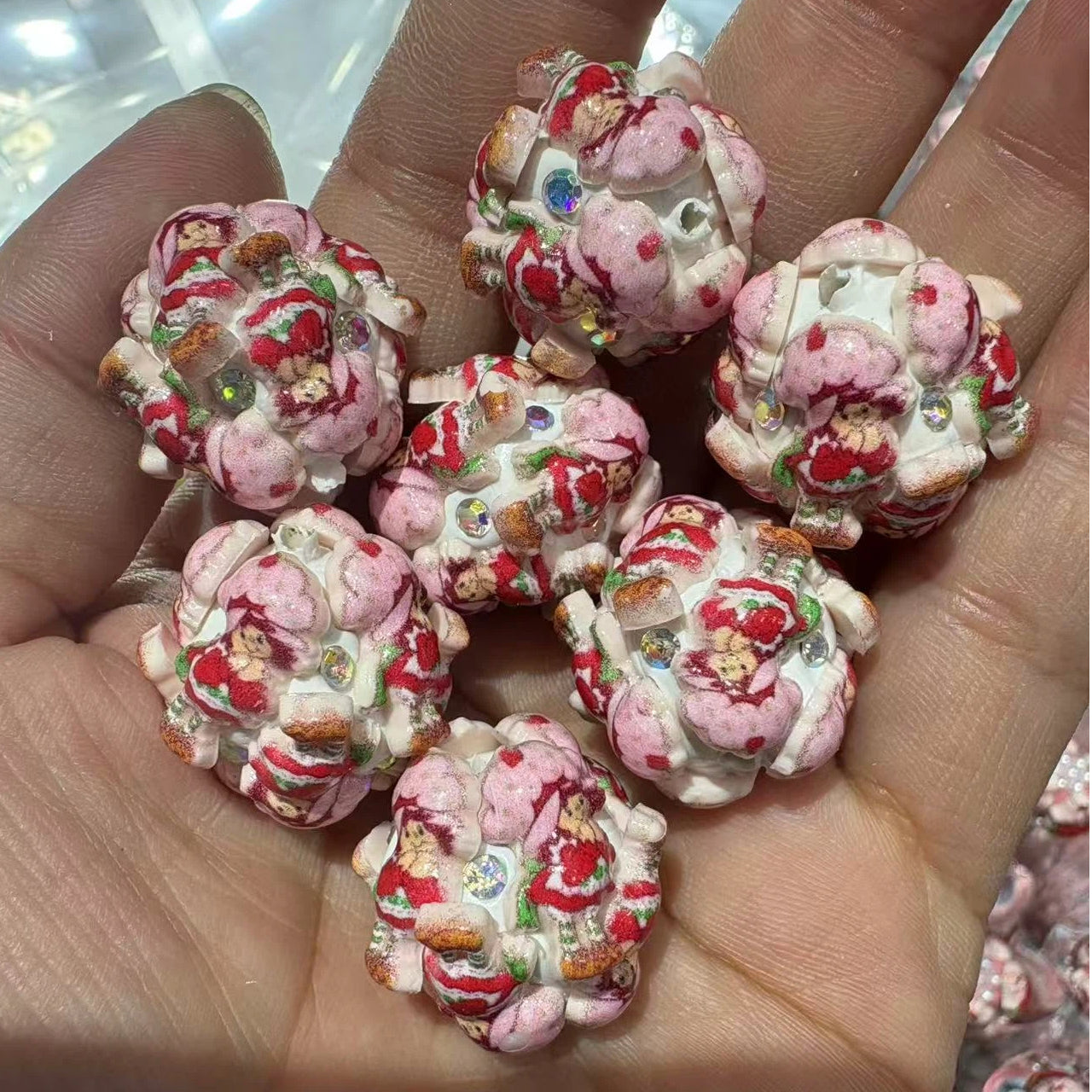 Embellished Bubblegum Beads 20mm Strawberry Shortcake Design 30pcs 9