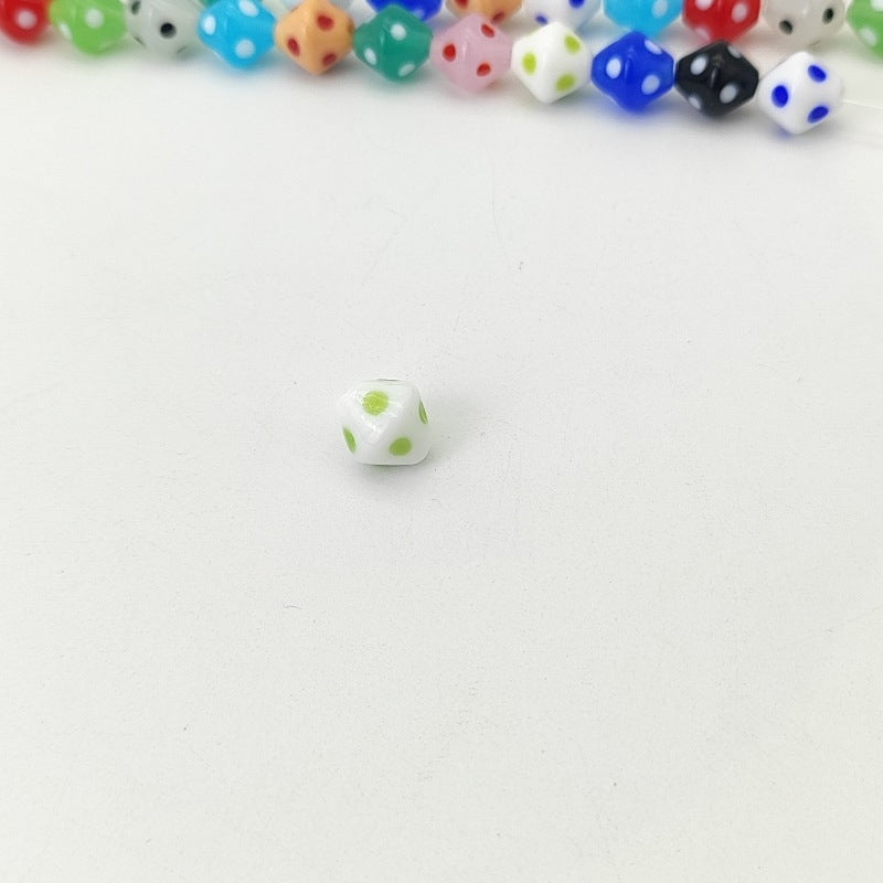 Lampwork Glass Beads Rhombus 12mm Jelly Color Polka Dot 8pcs 8
