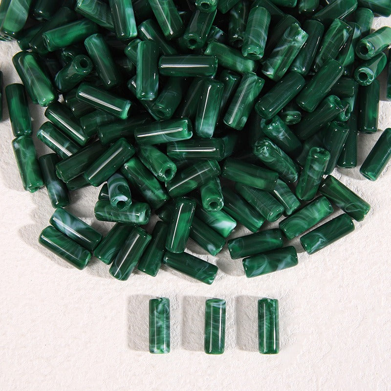 Dual-Color Tube Acrylic Beads 18x7mm Glossy Swirls 200pcs 20
