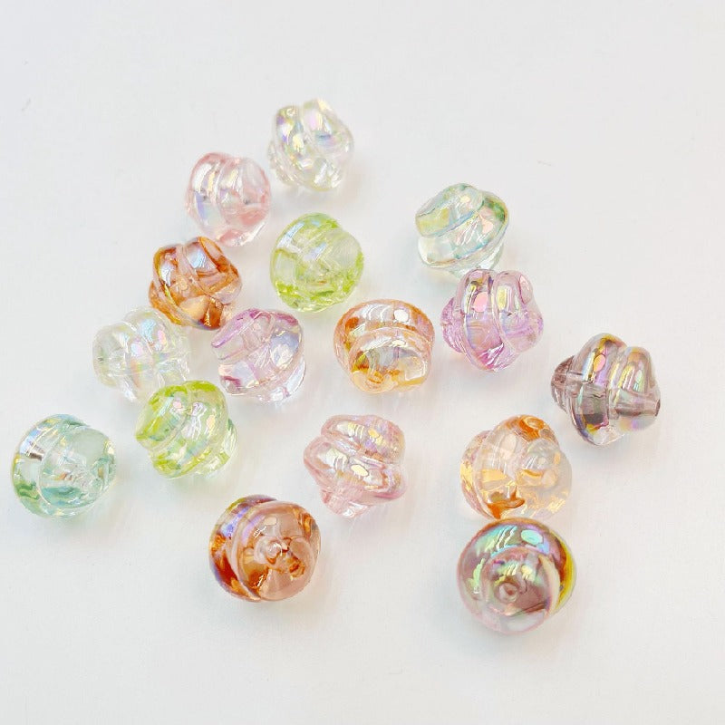 Spiral Acrylic Beads 17mm Transparent Pastel Colors 10pcs 5