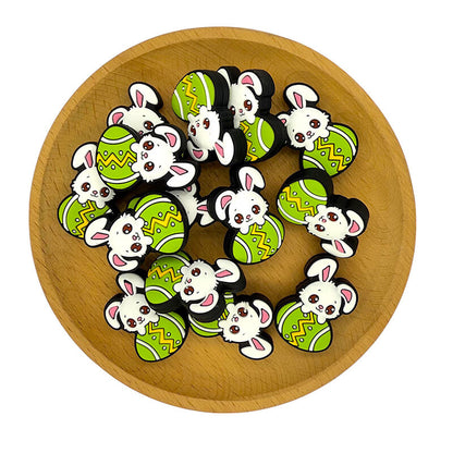 Silicone Focal Beads Easter Egg Rabbit Holding Egg 2