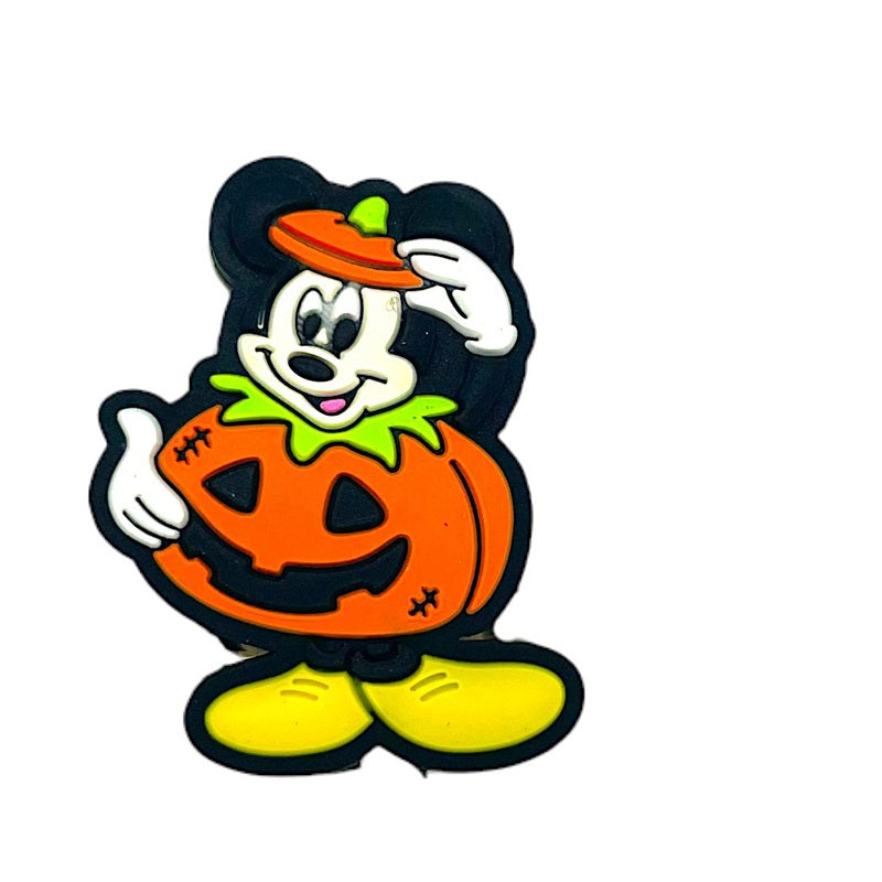 Silicone Focal Beads Halloween Mickey Holding Pumpkin Hat 20pcs