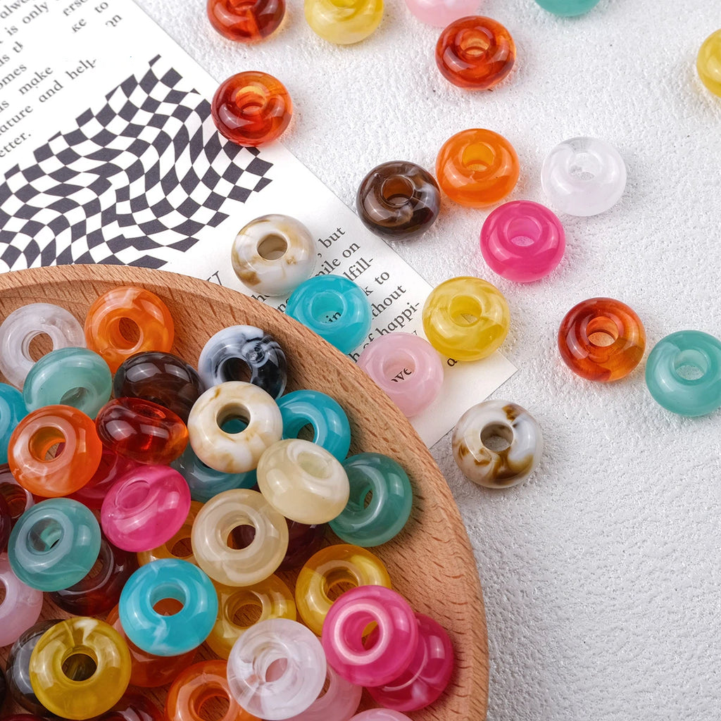 Acrylic Round Spacer Beads 14mm Antique Blooming Ink 50pcs