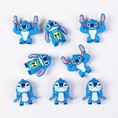 Silicone 3D Focal Beads Disney Blue Stitch Pull Ears Muscle Pose 20pcs 2