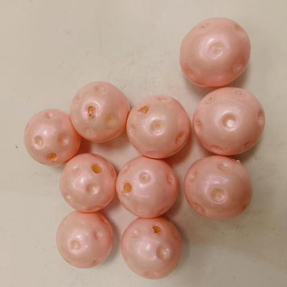 Pink 20mm Golf Ball Style Bubblegum Resin Beads 10pcs 3